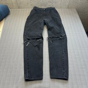 ASOS‎ Black Distressed Jeans 30x32 Skater Ripped Knee Straight Leg Grunge